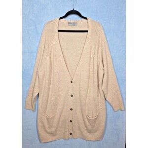 Stitch Play Wool Blend Gold Thread Oversized Slouchy Grandpa Cardigan sz L GUC*